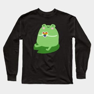 Cute Frog with Rainbow Heart | LGBTQ+ Gay Pride Long Sleeve T-Shirt